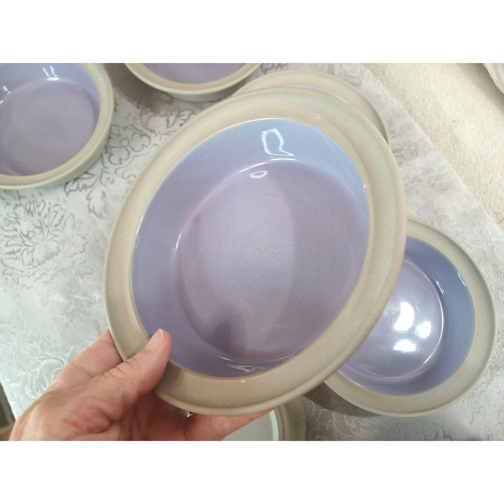 Ethnic Originals 6 Japan Purple Gray Heavy Ceramic Soup Bowls 7" x 2" Set - Picture 8 of 14